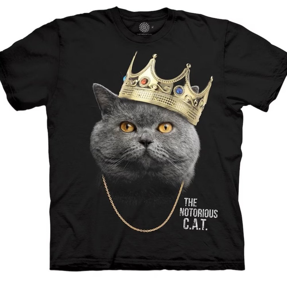 Cats Kittens Kitty The Notorious Cat King Crown Rapper Biggie Black T-Shirt 4X